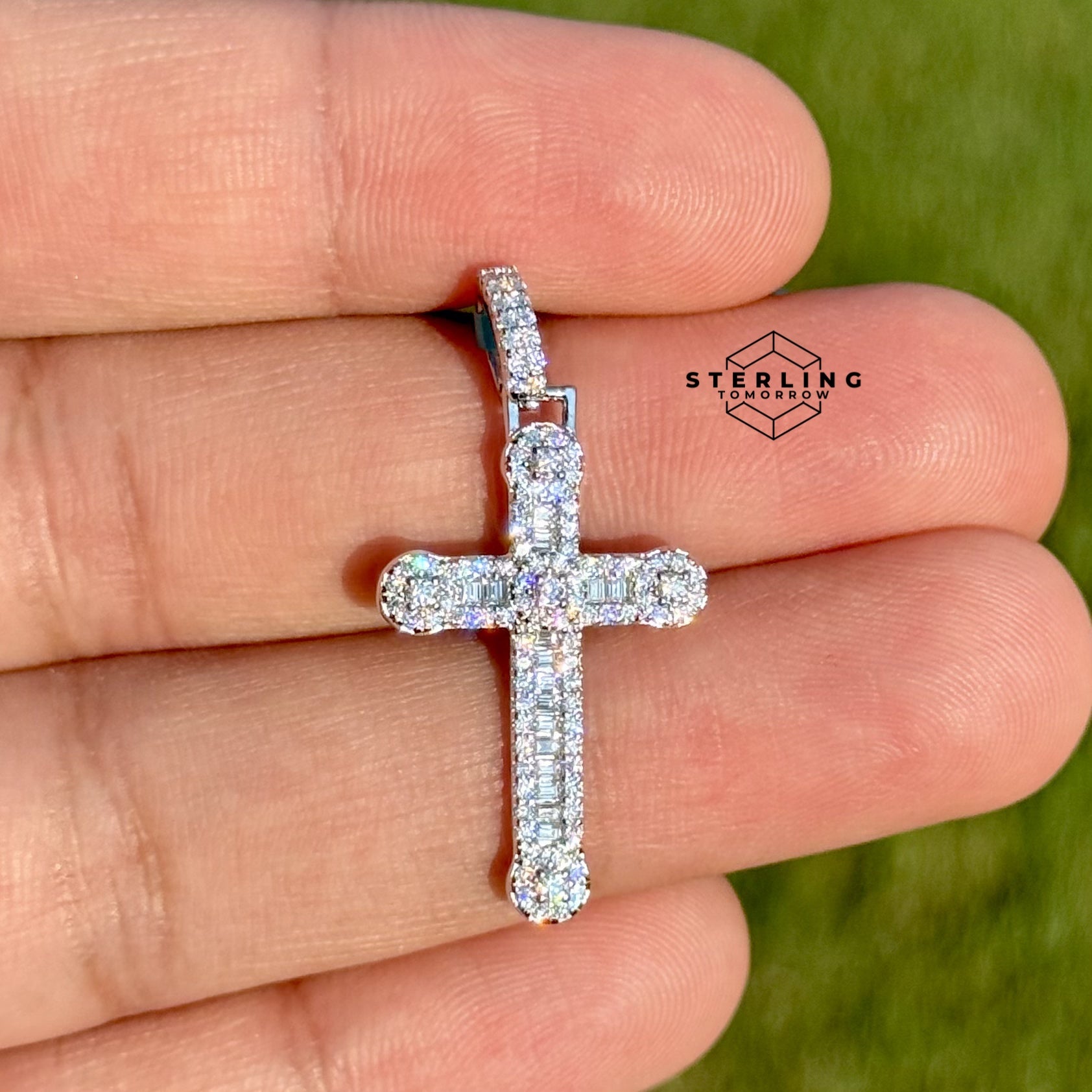 Cross Moissanite Iced Out Pendant