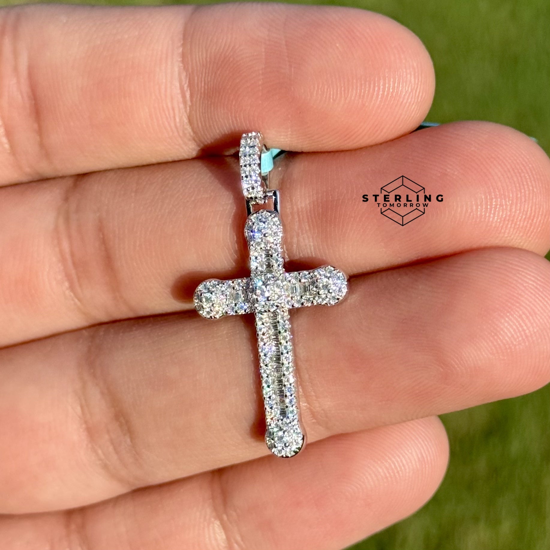 Cross Moissanite Iced Out Pendant