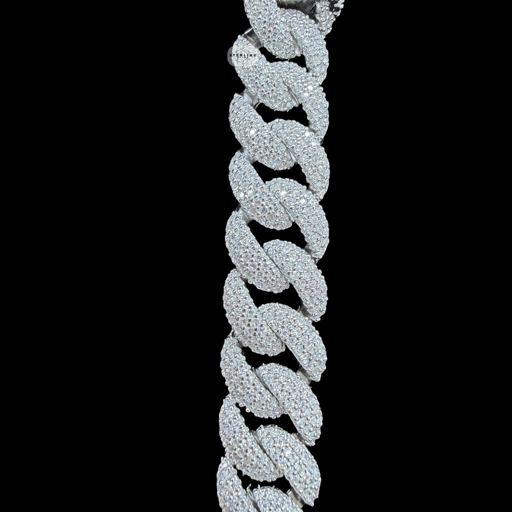 10mm Moissanite Miami Cuban Link Chain 22 Inch, 925 Sterling Silver Iced Out Hip Hop