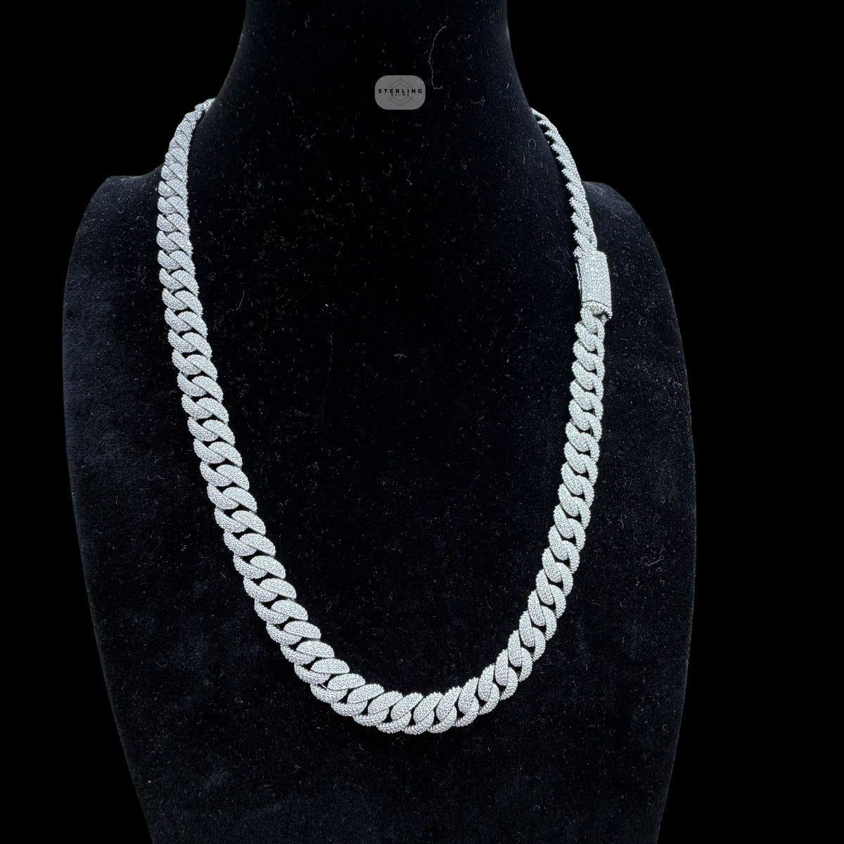 10mm Moissanite Miami Cuban Link Chain 22 Inch, 925 Sterling Silver Iced Out Hip Hop