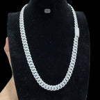 10mm Moissanite Miami Cuban Link Chain 22 Inch, 925 Sterling Silver Iced Out Hip Hop