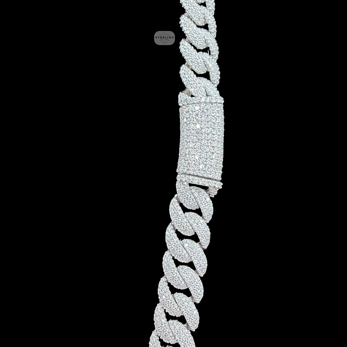 10mm Moissanite Miami Cuban Link Chain 22 Inch, 925 Sterling Silver Iced Out Hip Hop