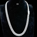 10mm Moissanite Miami Cuban Link Chain 22 Inch, 925 Sterling Silver Iced Out Hip Hop