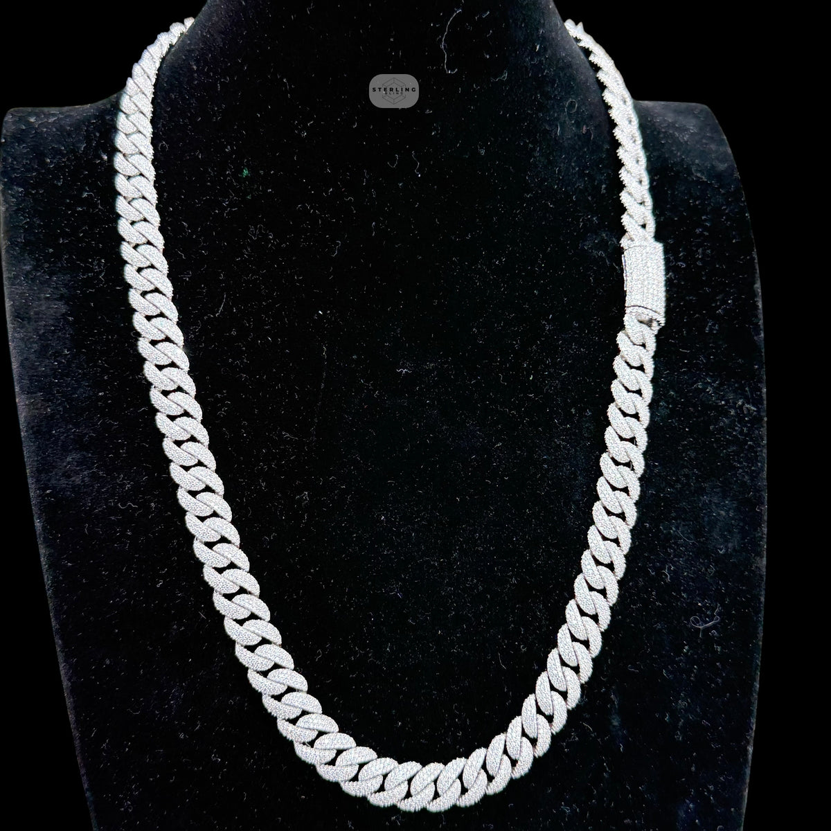 10mm Moissanite Miami Cuban Link Chain 22 Inch, 925 Sterling Silver Iced Out Hip Hop