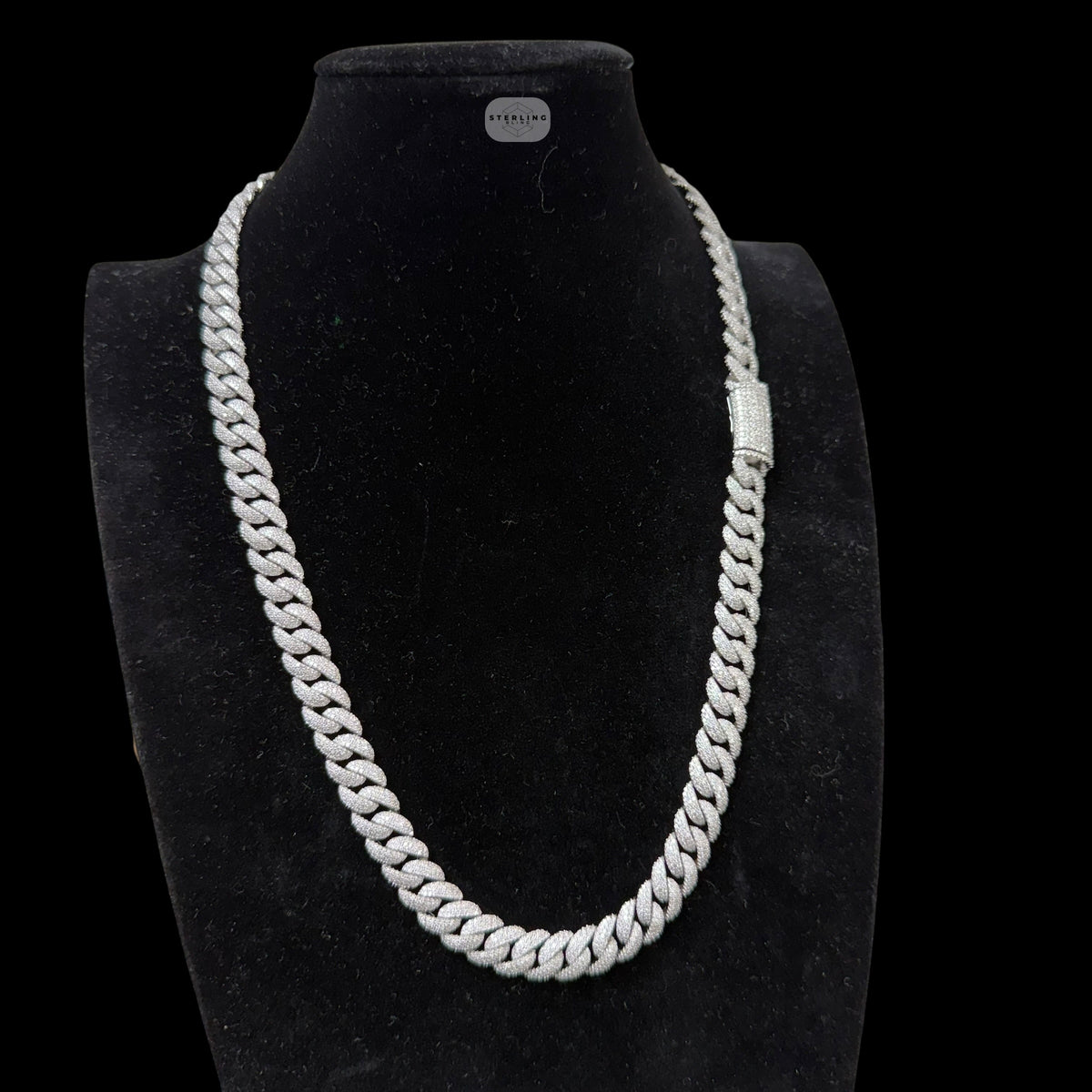 10mm Moissanite Miami Cuban Link Chain 22 Inch, 925 Sterling Silver Iced Out Hip Hop