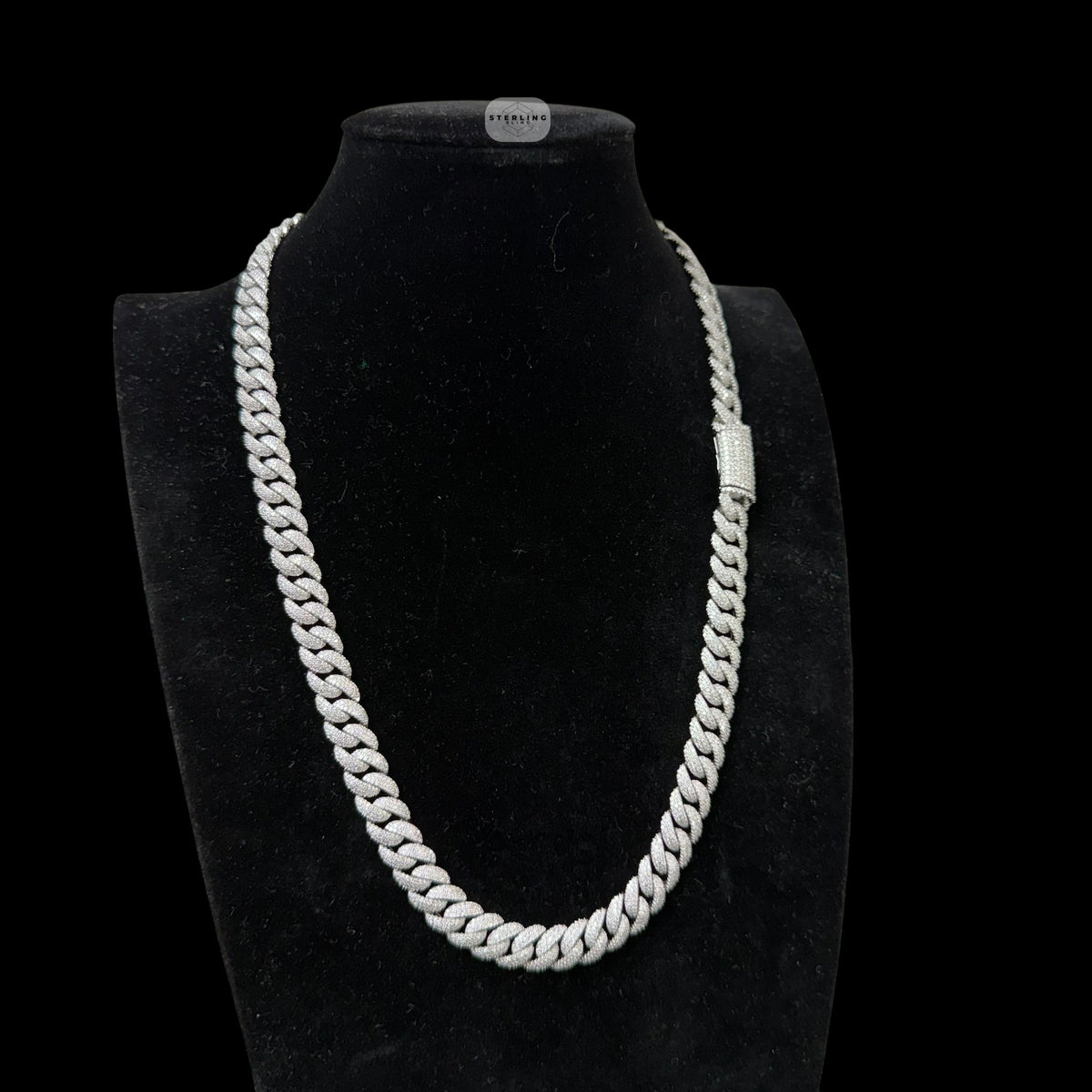 10mm Moissanite Miami Cuban Link Chain 22 Inch, 925 Sterling Silver Iced Out Hip Hop