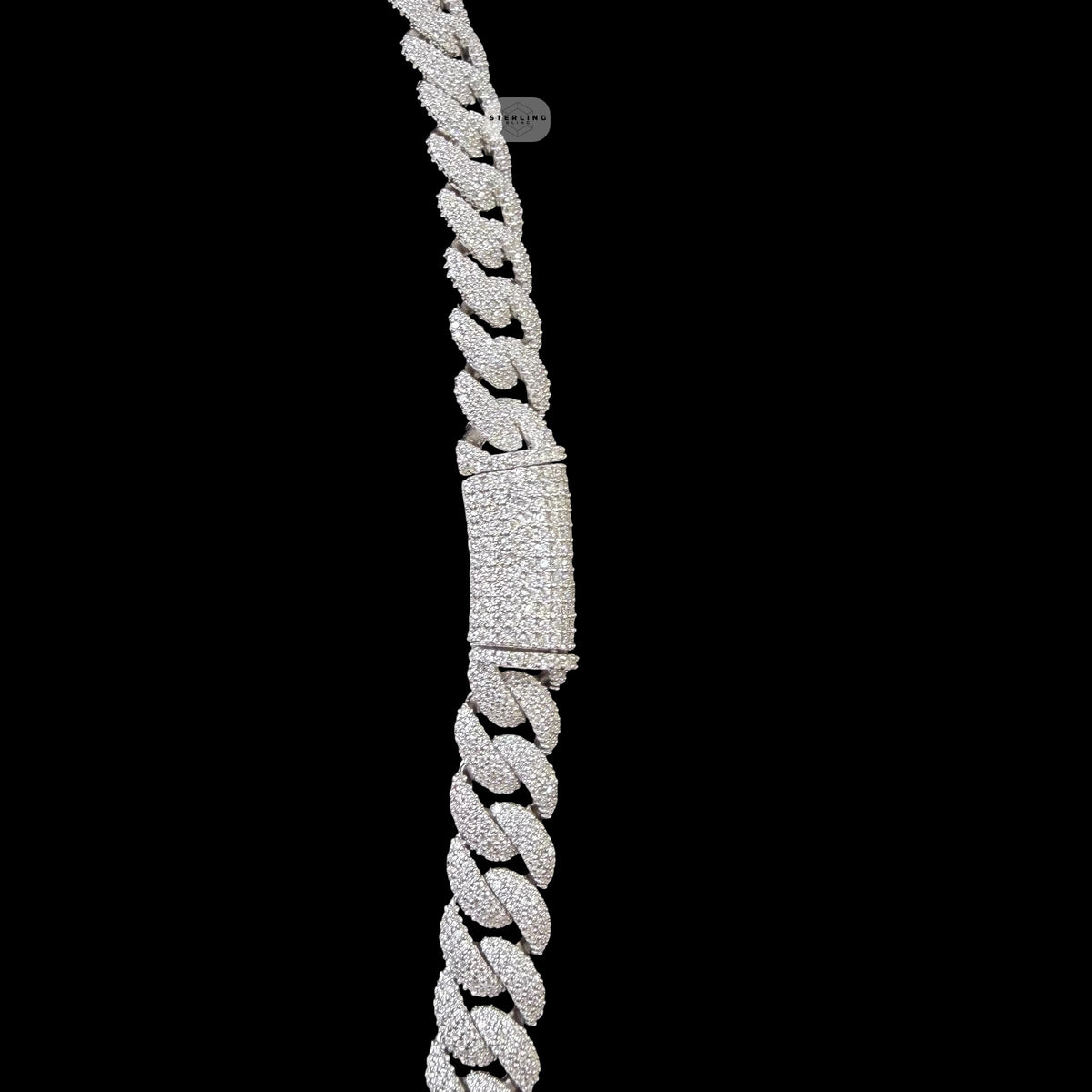 10mm Moissanite Miami Cuban Link Chain 22 Inch, 925 Sterling Silver Iced Out Hip Hop