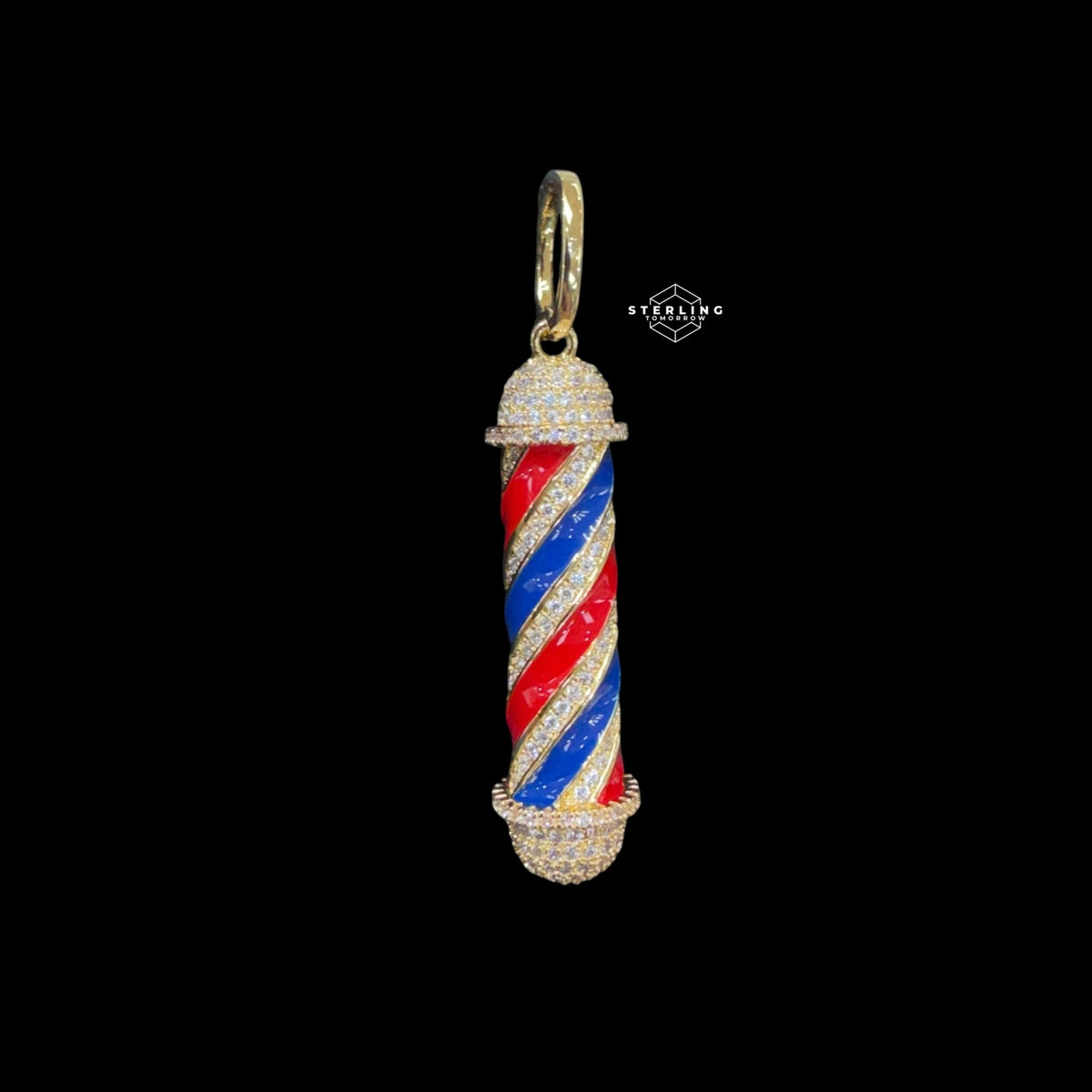 Barber Pole Pendant 14k Gold Finish