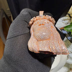 Moissanite XL Rose Gold Jesus Pendant - Faith Over Fear
