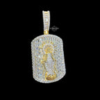Virgin Mary Dog Tag Pendant 14k Gold Finish