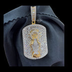 Virgin Mary Dog Tag Pendant 14k Gold Finish