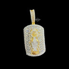 Virgin Mary Dog Tag Pendant 14k Gold Finish