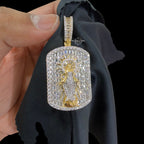 Virgin Mary Dog Tag Pendant 14k Gold Finish