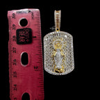 Virgin Mary Dog Tag Pendant 14k Gold Finish