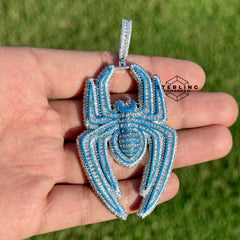 Blue Spider Pendant Iced Out Glow in the Dark