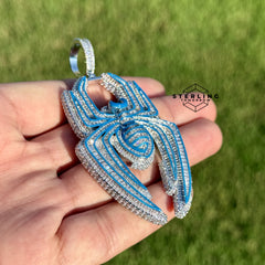Blue Spider Pendant Iced Out Glow in the Dark