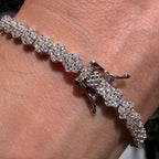Moissanite Flower Bracelet, 5mm 7"
