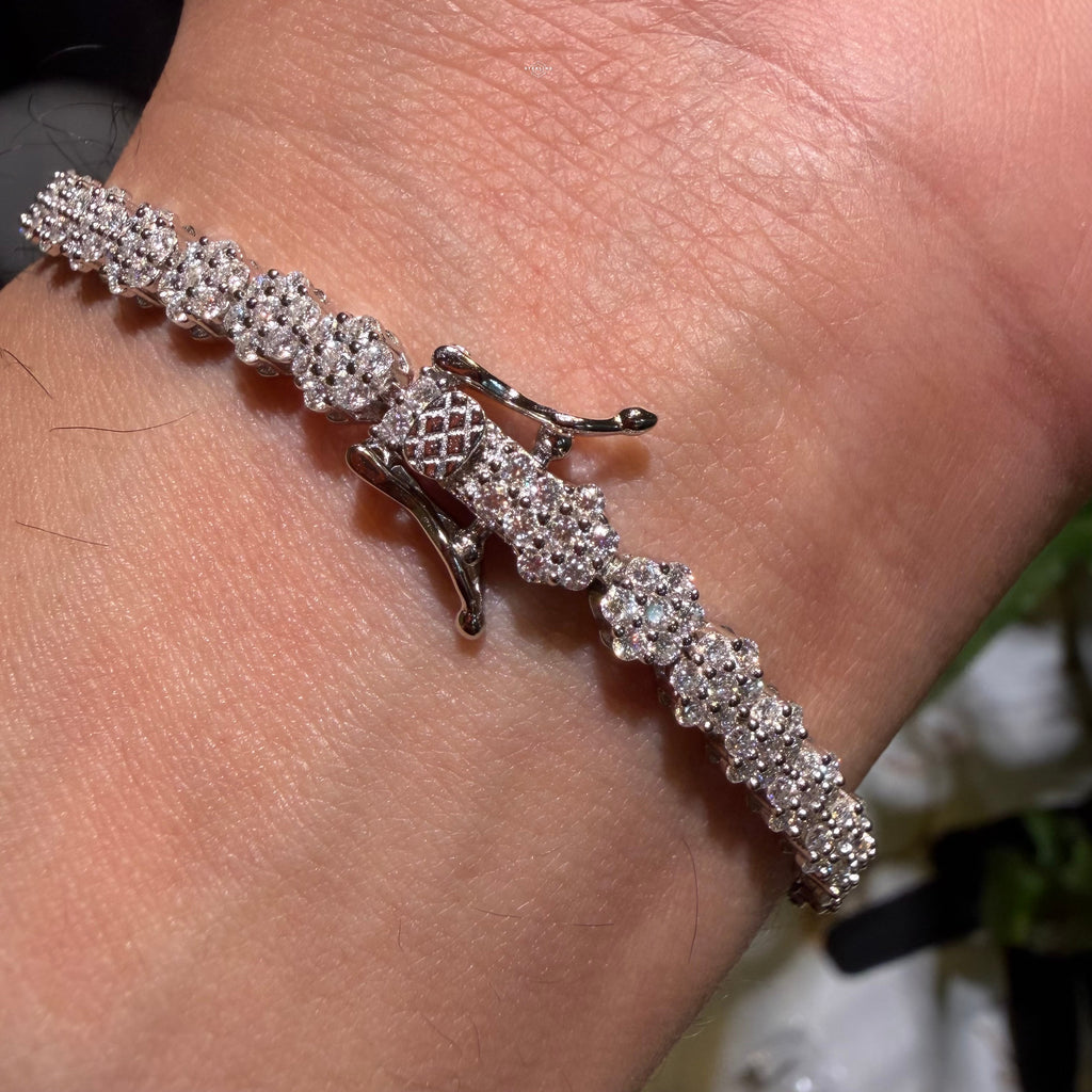 Moissanite Flower Bracelet, 5mm 7"
