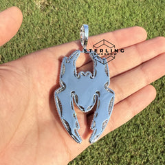 Blue Spider Pendant Iced Out Glow in the Dark