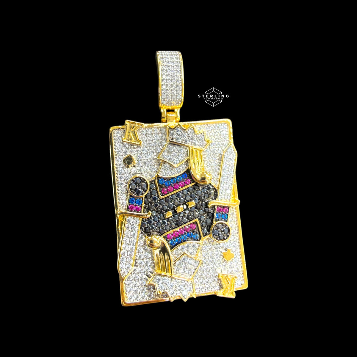 King Playing Card Pendant 14k Gold Finish