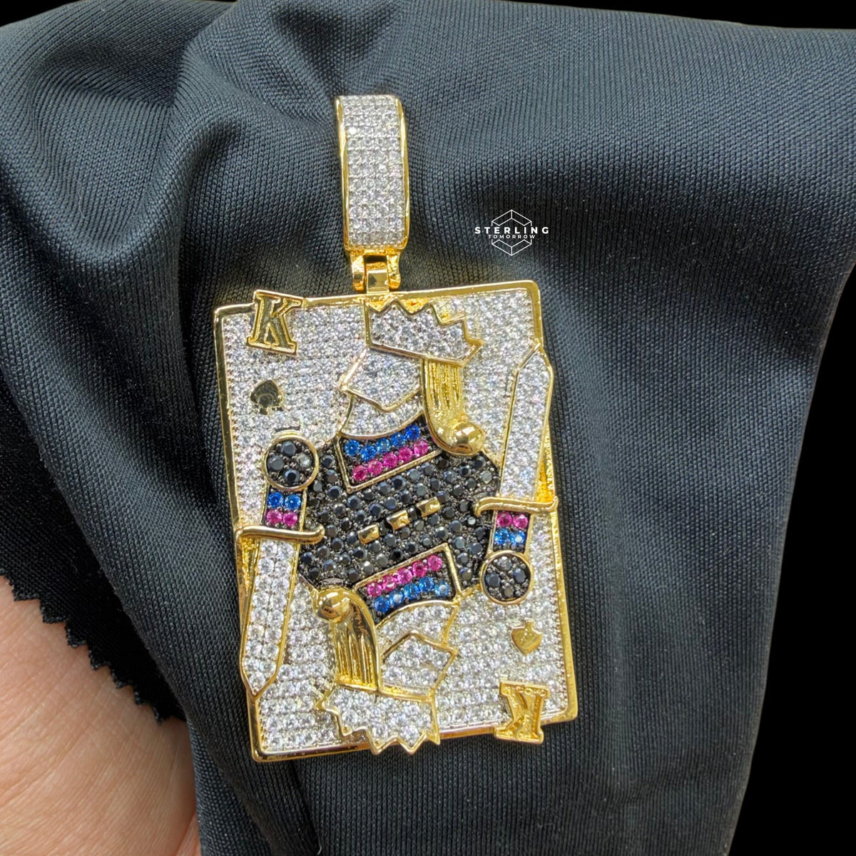King Playing Card Pendant 14k Gold Finish