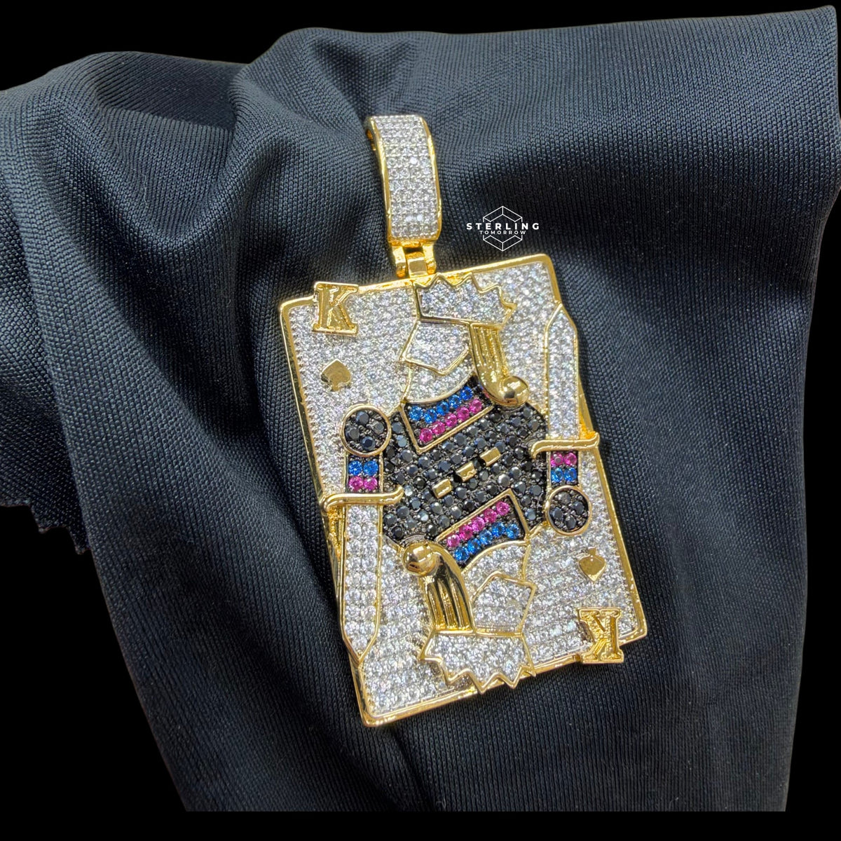 King Playing Card Pendant 14k Gold Finish
