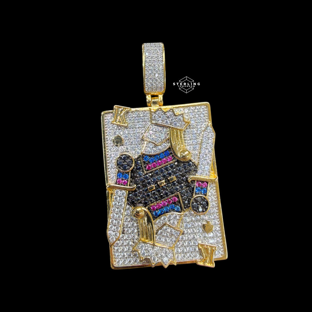 King Playing Card Pendant 14k Gold Finish