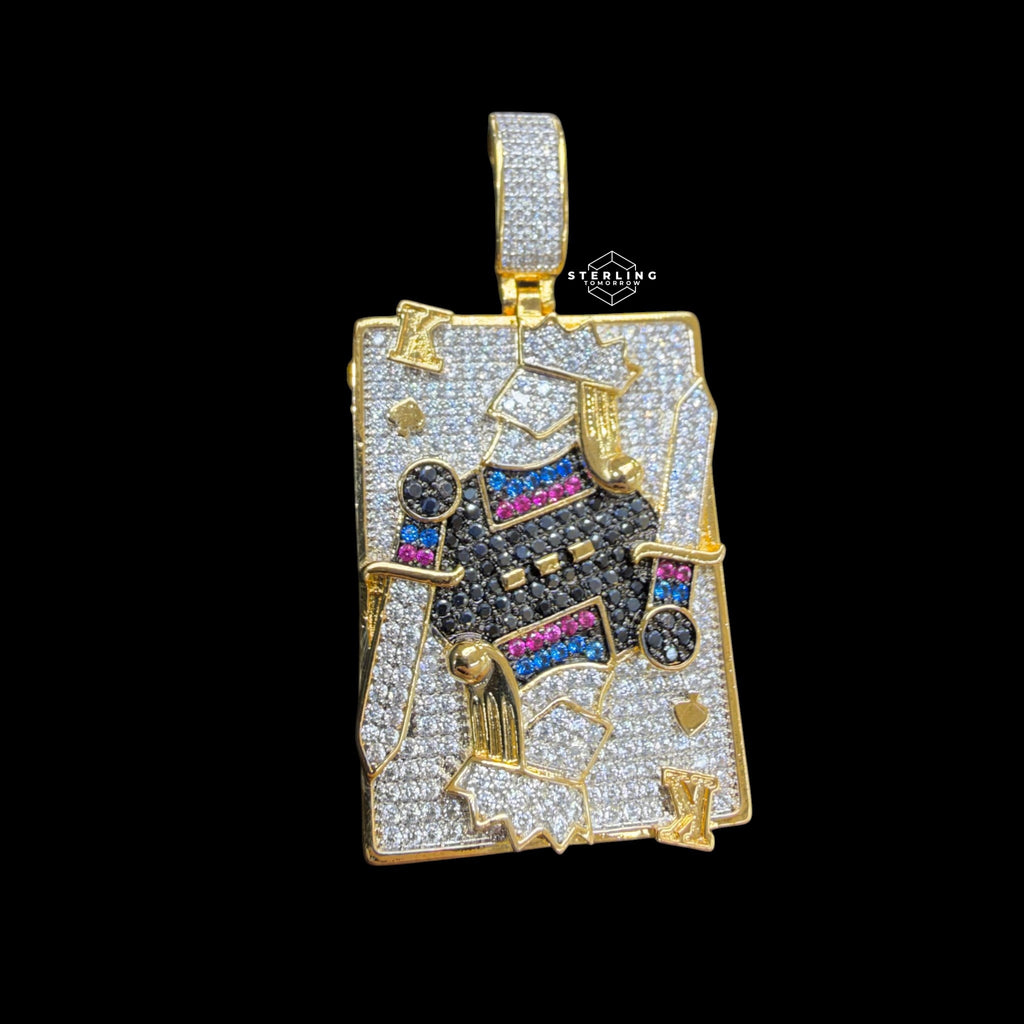 King Playing Card Pendant 14k Gold Finish