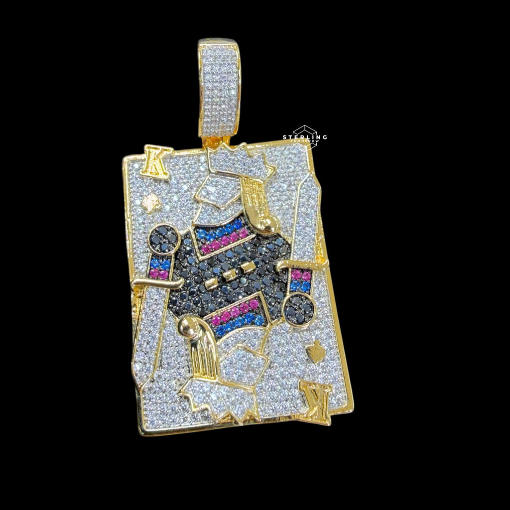 King Playing Card Pendant 14k Gold Finish