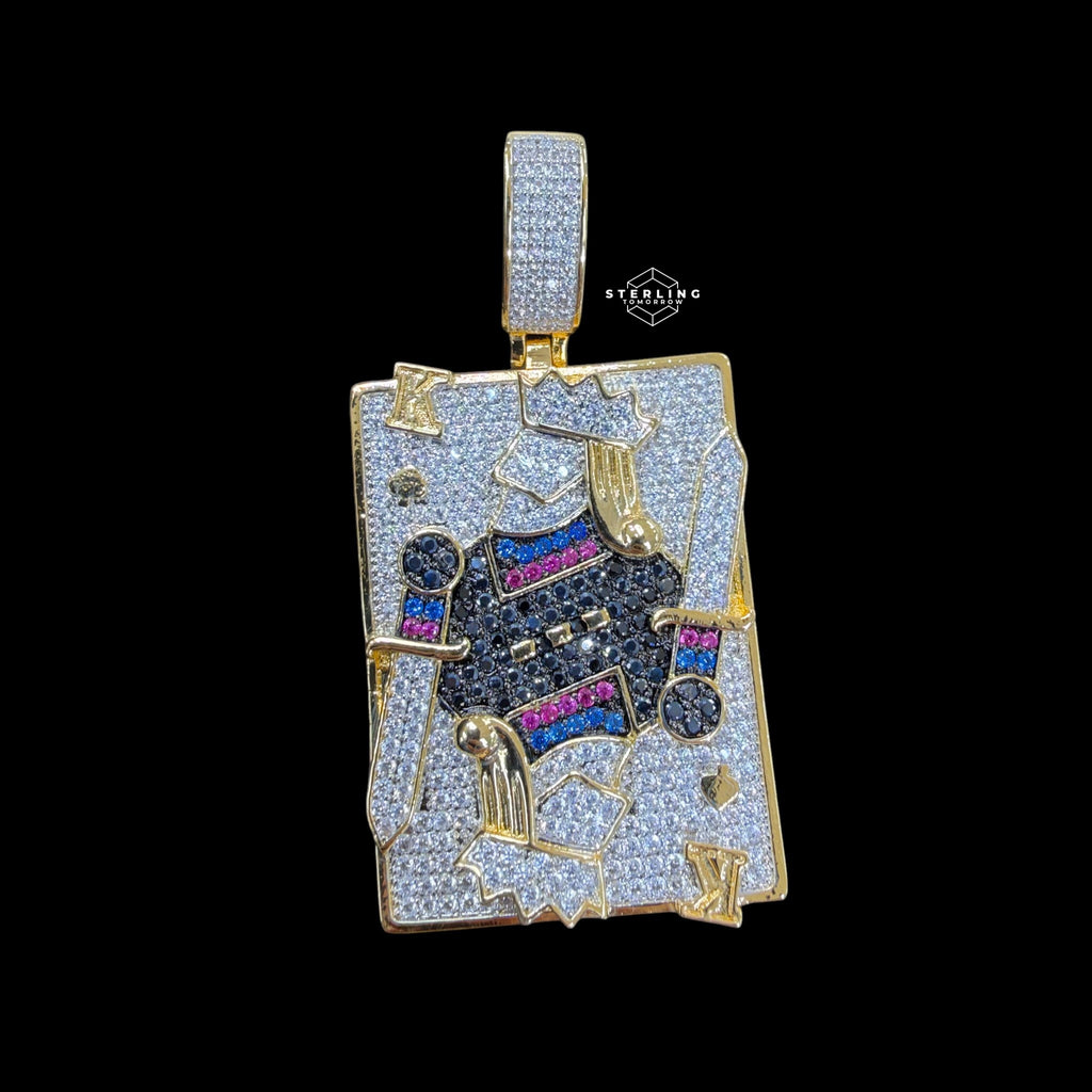 King Playing Card Pendant 14k Gold Finish