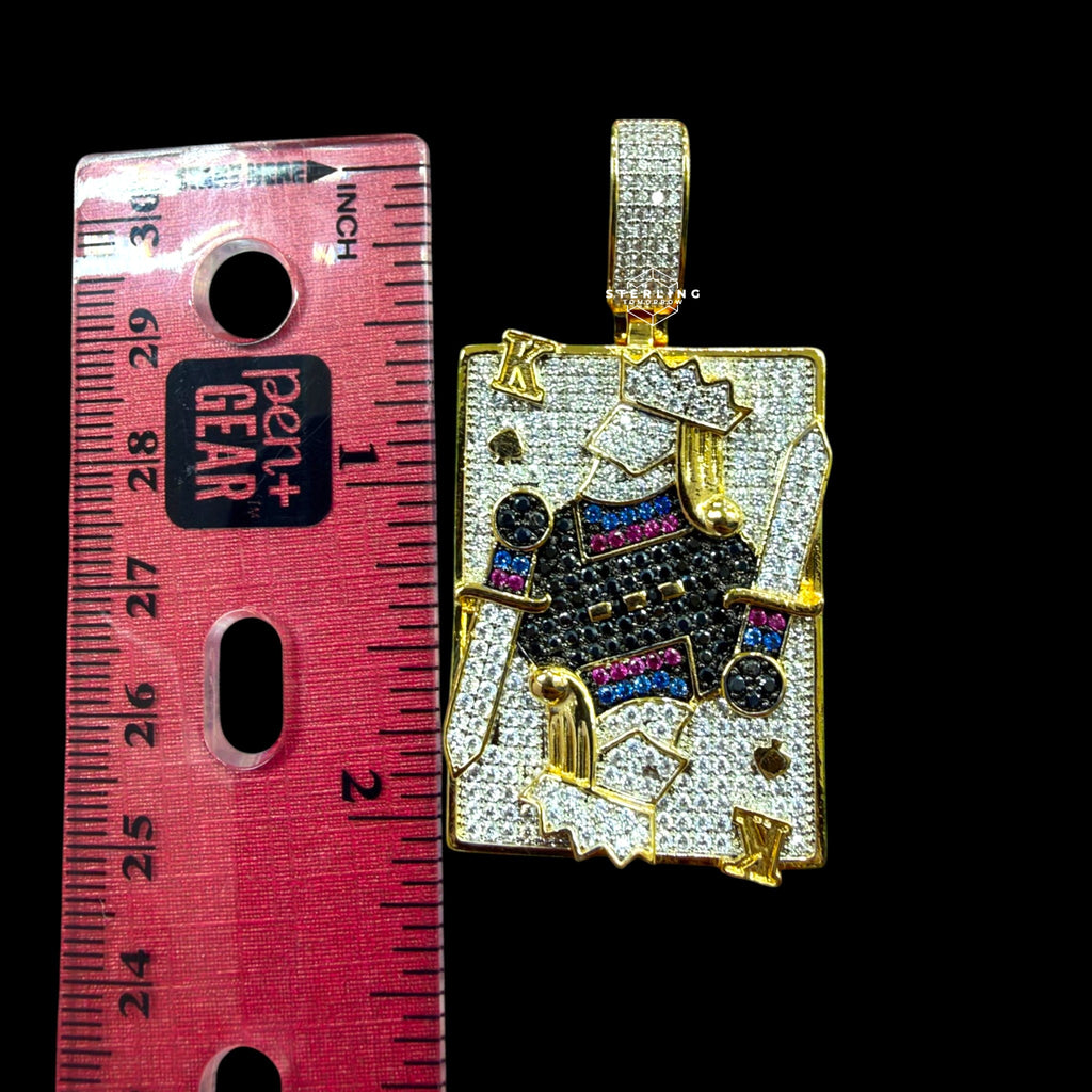 King Playing Card Pendant 14k Gold Finish