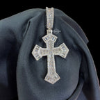 Baguette Cross Pendant 14k White Gold Finish