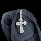 Baguette Cross Pendant 14k White Gold Finish