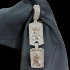Jesus Double Dog Tag Pendant 14k White Gold Finish