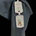 Jesus Double Dog Tag Pendant 14k White Gold Finish