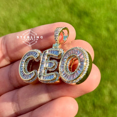 CEO Baguette Gold Tone Pendant