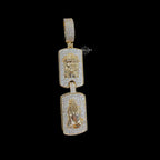 Jesus Double Dog Tag Pendant 14k Gold Finish