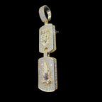 Jesus Double Dog Tag Pendant 14k Gold Finish