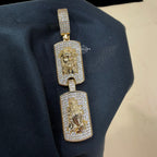 Jesus Double Dog Tag Pendant 14k Gold Finish