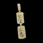 Jesus Double Dog Tag Pendant 14k Gold Finish