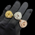 Moissanite Baguette Prayer Hands Cross Ring, Men's 925 Silver Iced Out Hip Hop Ring, Gold Rose Silver