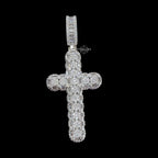 Iced Out Sides Cross Pendant 14k White Gold Finish