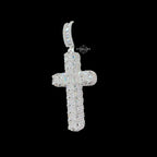 Iced Out Sides Cross Pendant 14k White Gold Finish