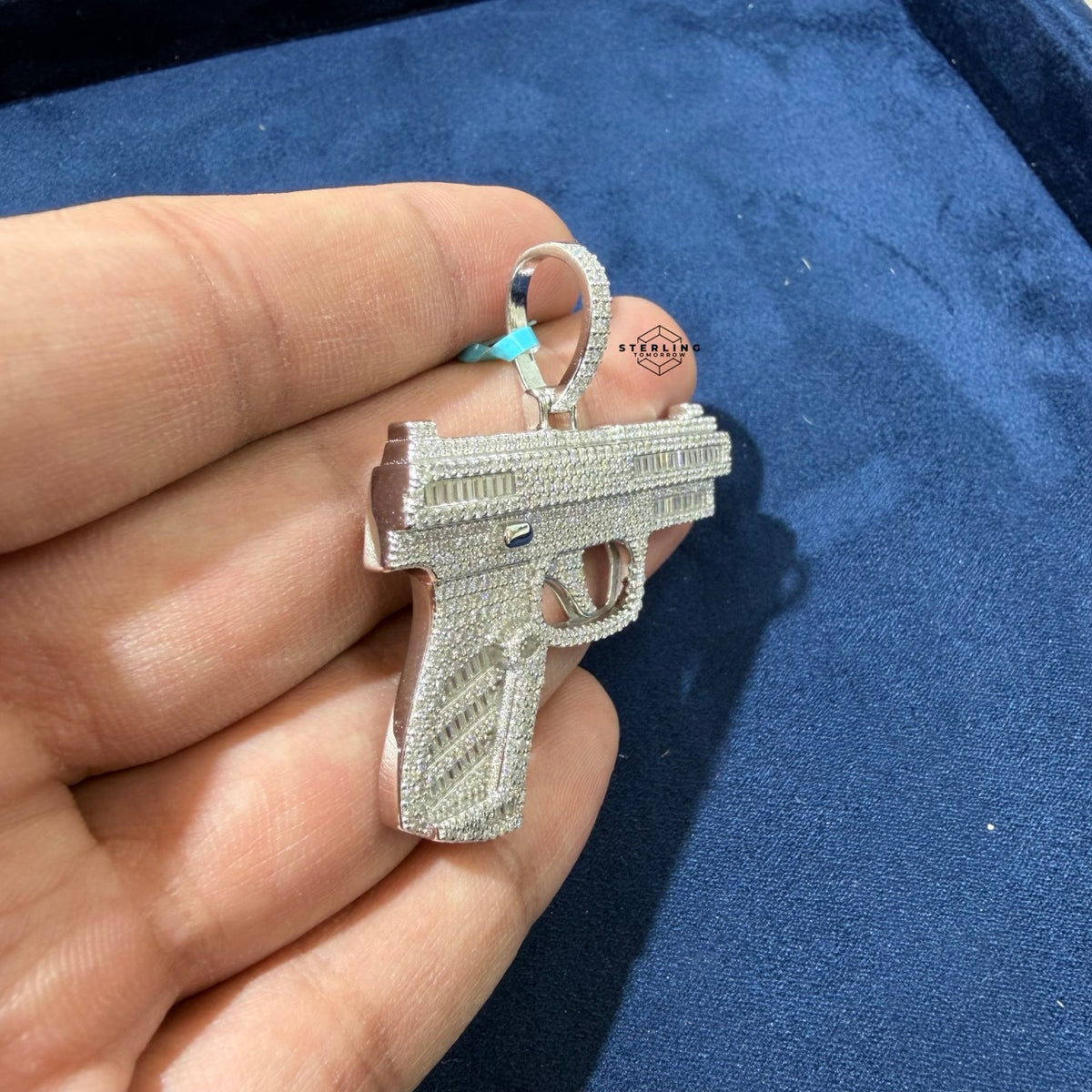 Moissanite Iced Gun Pendant