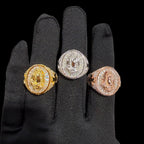 Moissanite Baguette Prayer Hands Cross Ring, Men's 925 Silver Iced Out Hip Hop Ring, Gold Rose Silver