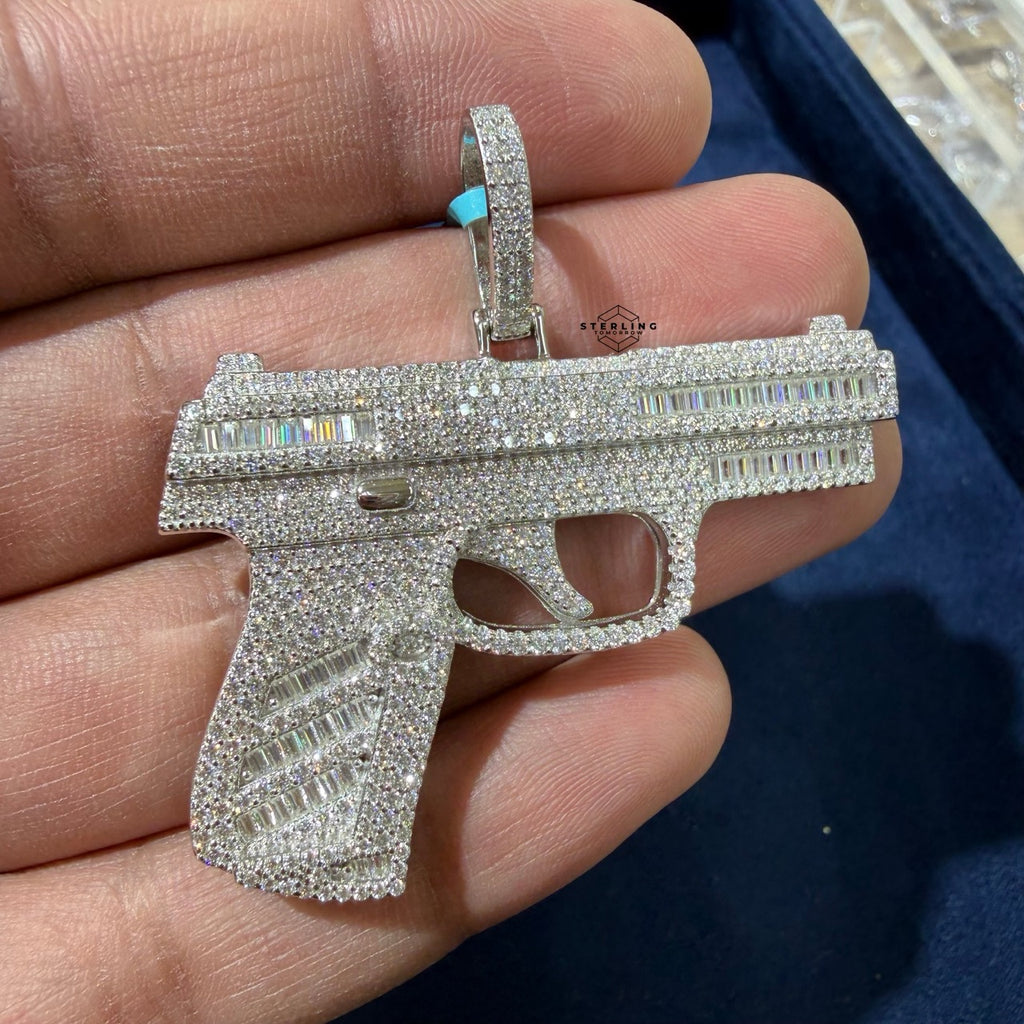 Moissanite Iced Gun Pendant