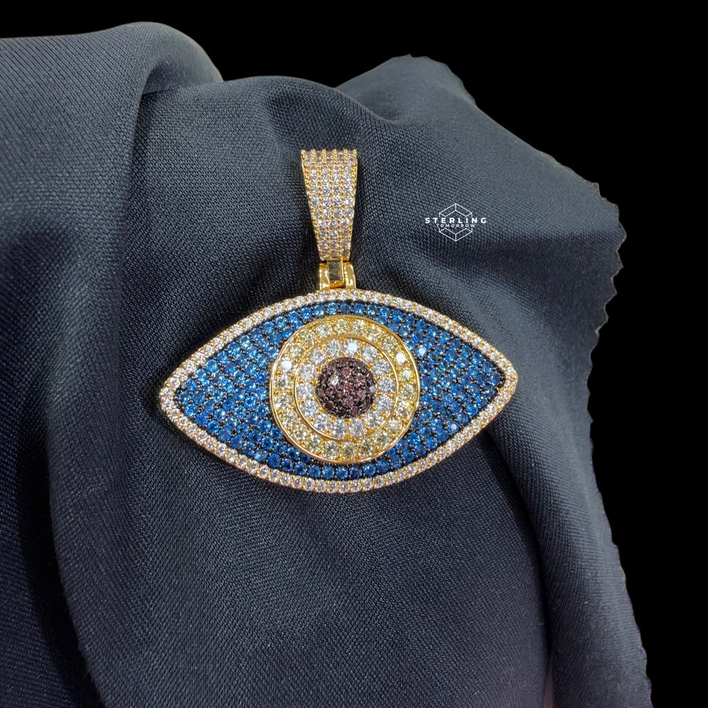 Blue Evil Eye Iced Out Pendant