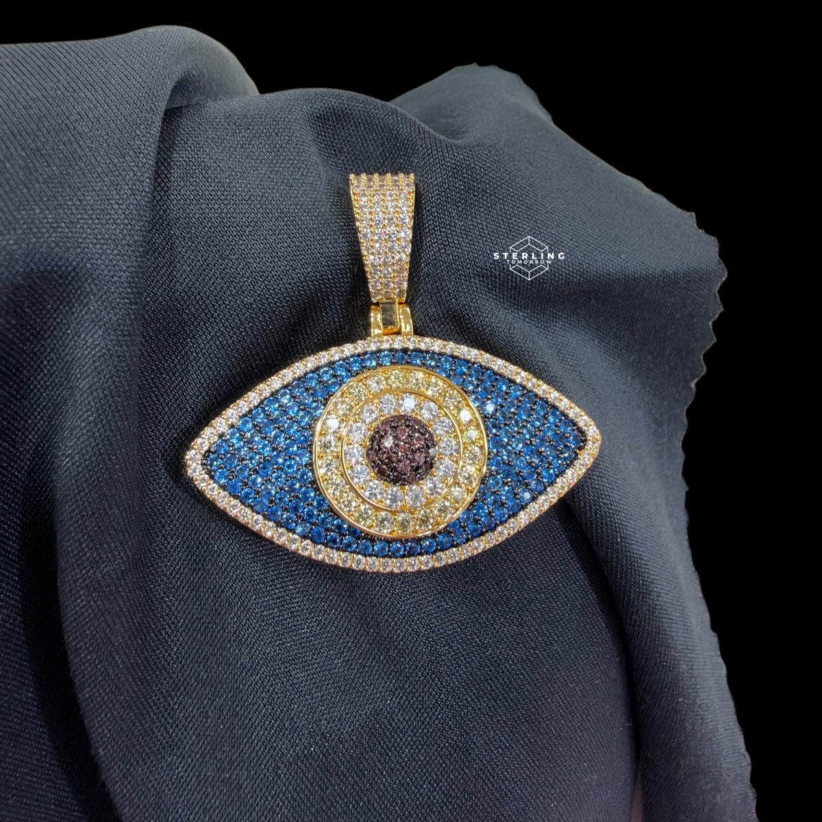 Blue Evil Eye Iced Out Pendant