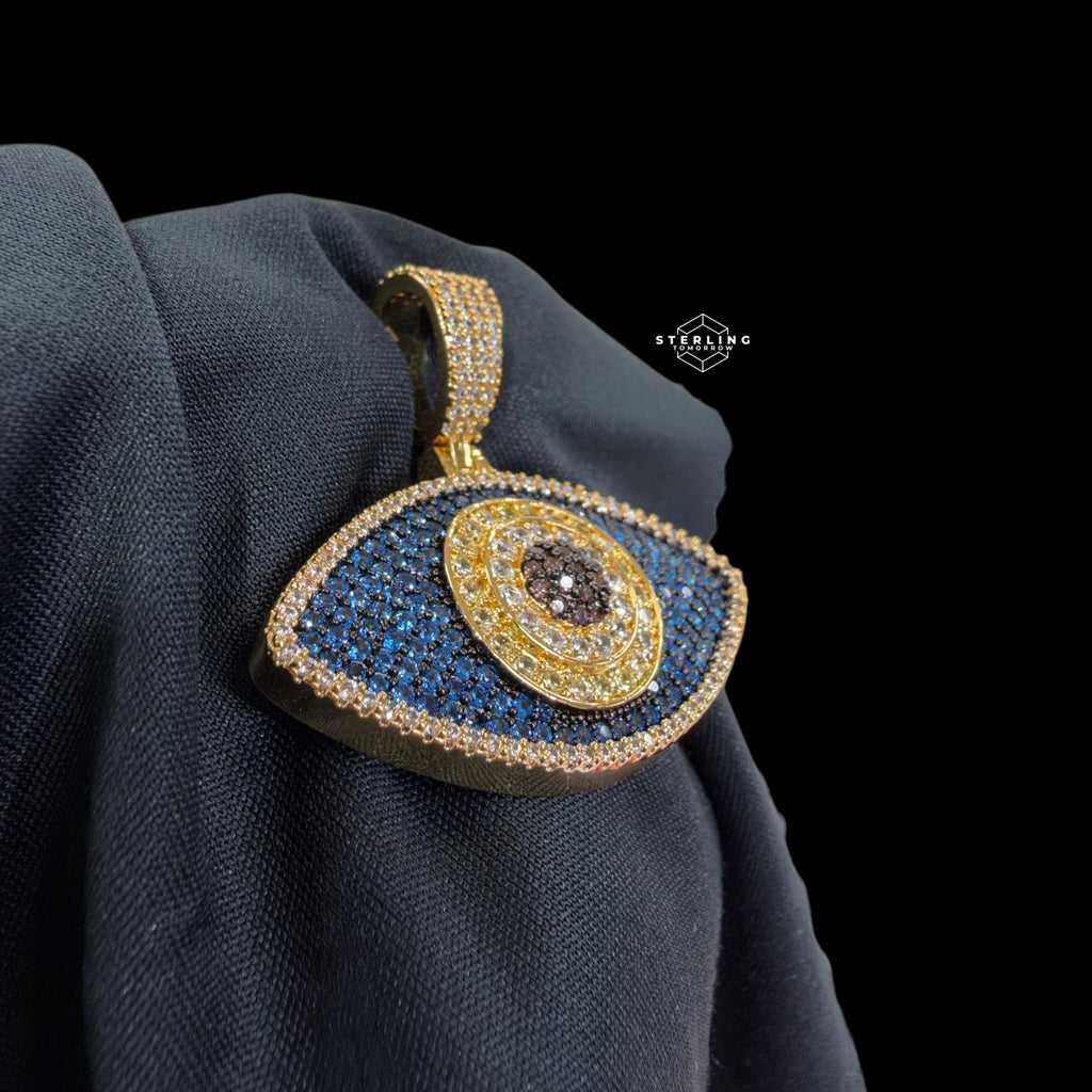Blue Evil Eye Iced Out Pendant