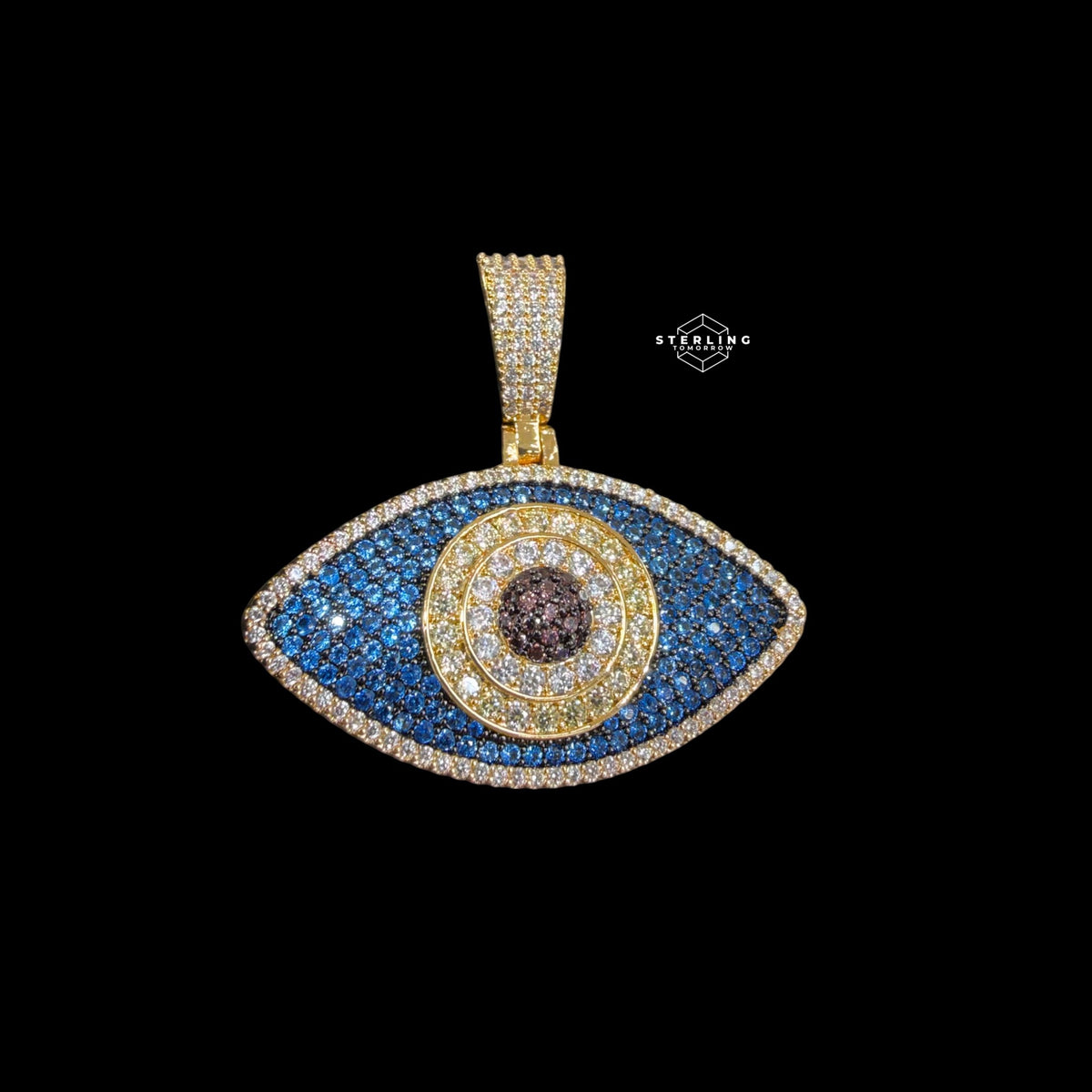 Blue Evil Eye Iced Out Pendant